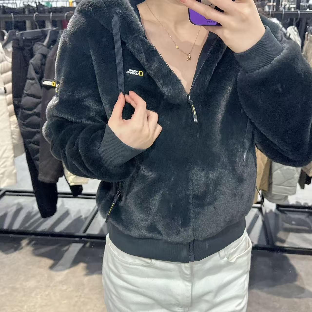 韓國 National Geographic Faux Fur Hood F-Zip Up【NG177】