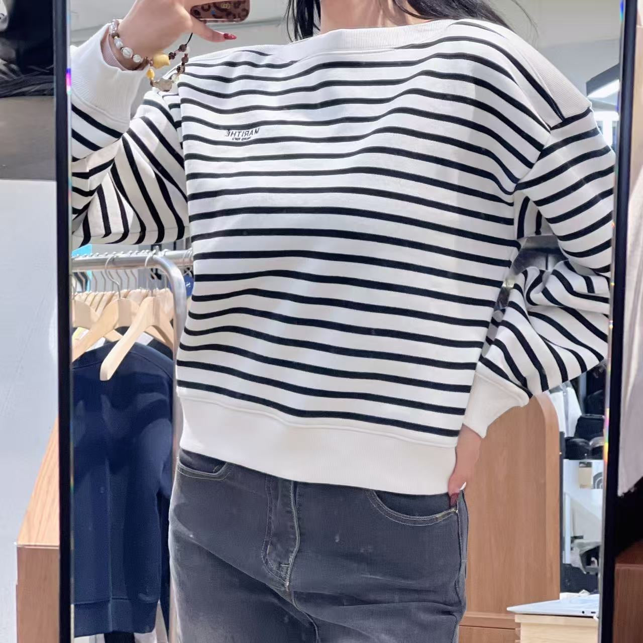 韓國 Marithe Francois Girbaud W Boat Neck Oversized Sweatshirt【MF705】