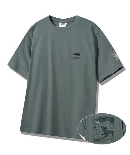 韓國 Jeep Earth Embroidered Print T-Shirt【JP037】