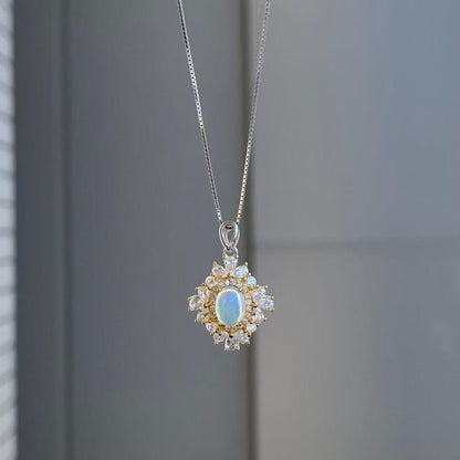 日本直送 滿鑲天然歐泊銀項鍊【JS351】