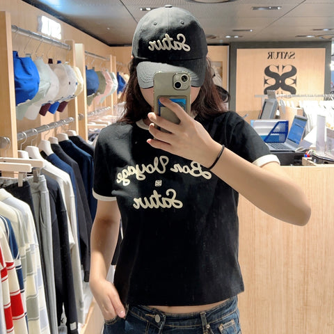 韓國 Satur Bon Voyage Ringer T-Shirt【SR092】