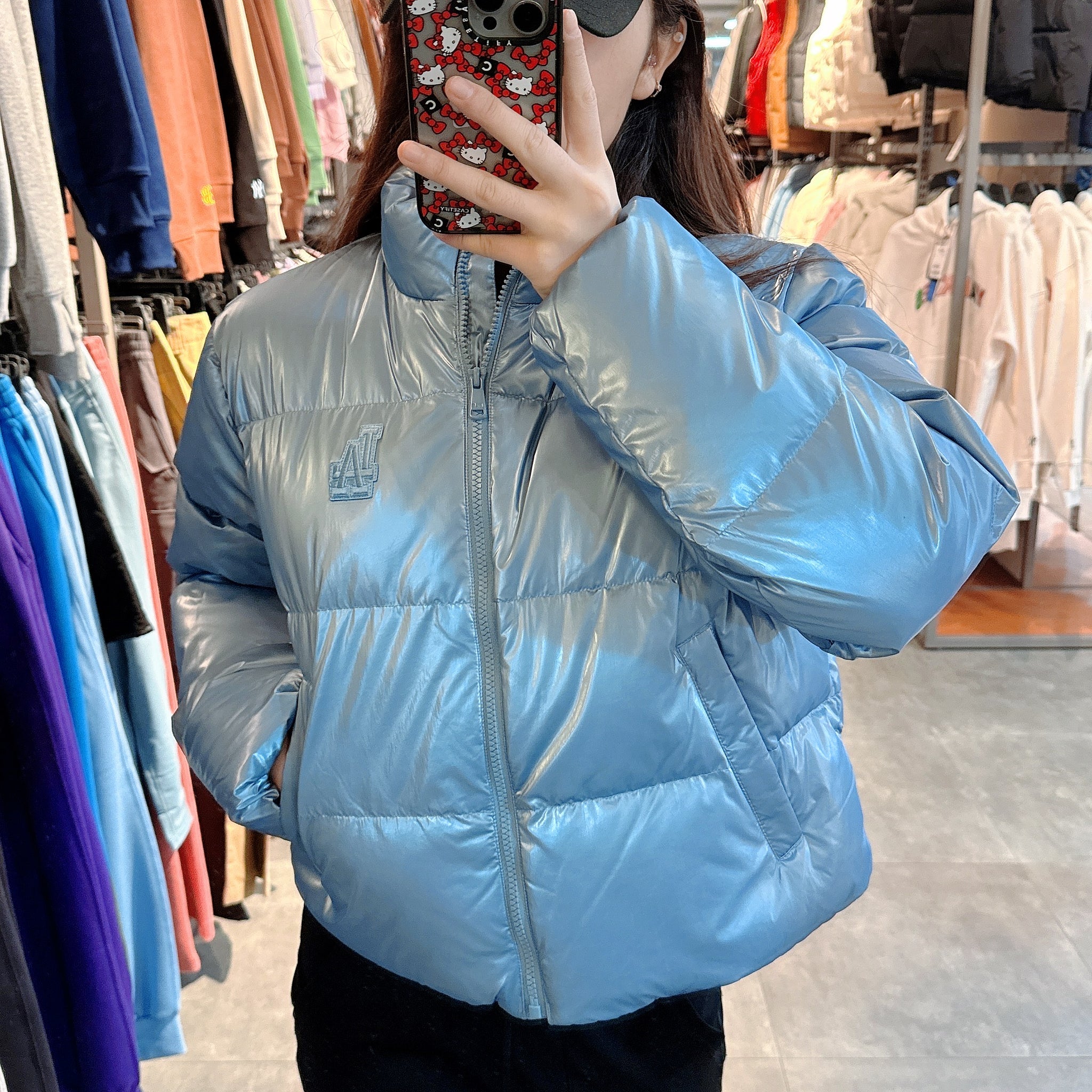 韓國 MLB Women's Crop Metal Glossy Curved Padded (鴨絨)【MB030】