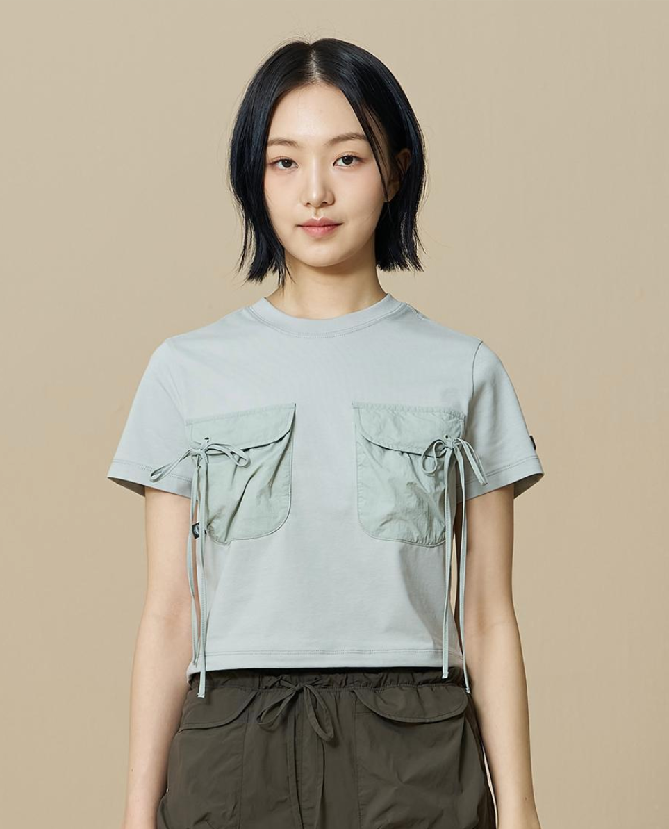 韓國 BBC W Woven Patch Pocket Short Sleeve T-Shirt【BC122】