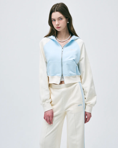 韓國 Nerdy Women's Raglan Cropped Hoodie Zip-Up【NY039】
