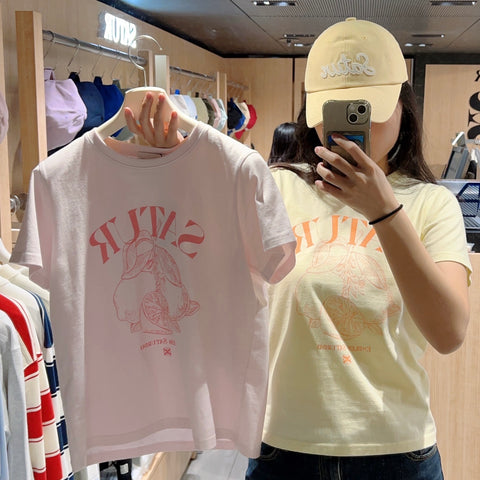 韓國 Satur Capri Citron Drawing Summer Graphic T-Shirt【SR098】