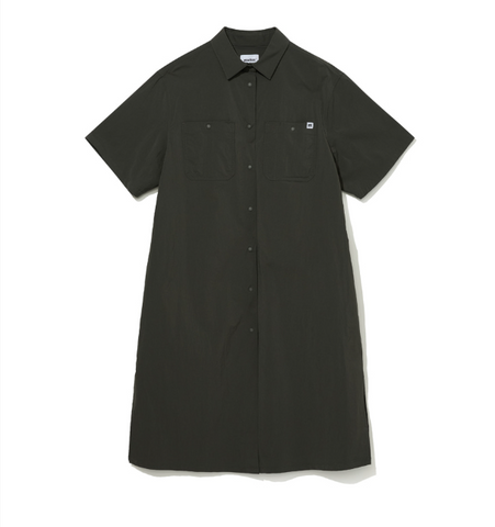韓國 Markm Women's Nylon Pocket Short Sleeve Shirt Dress【MA168】