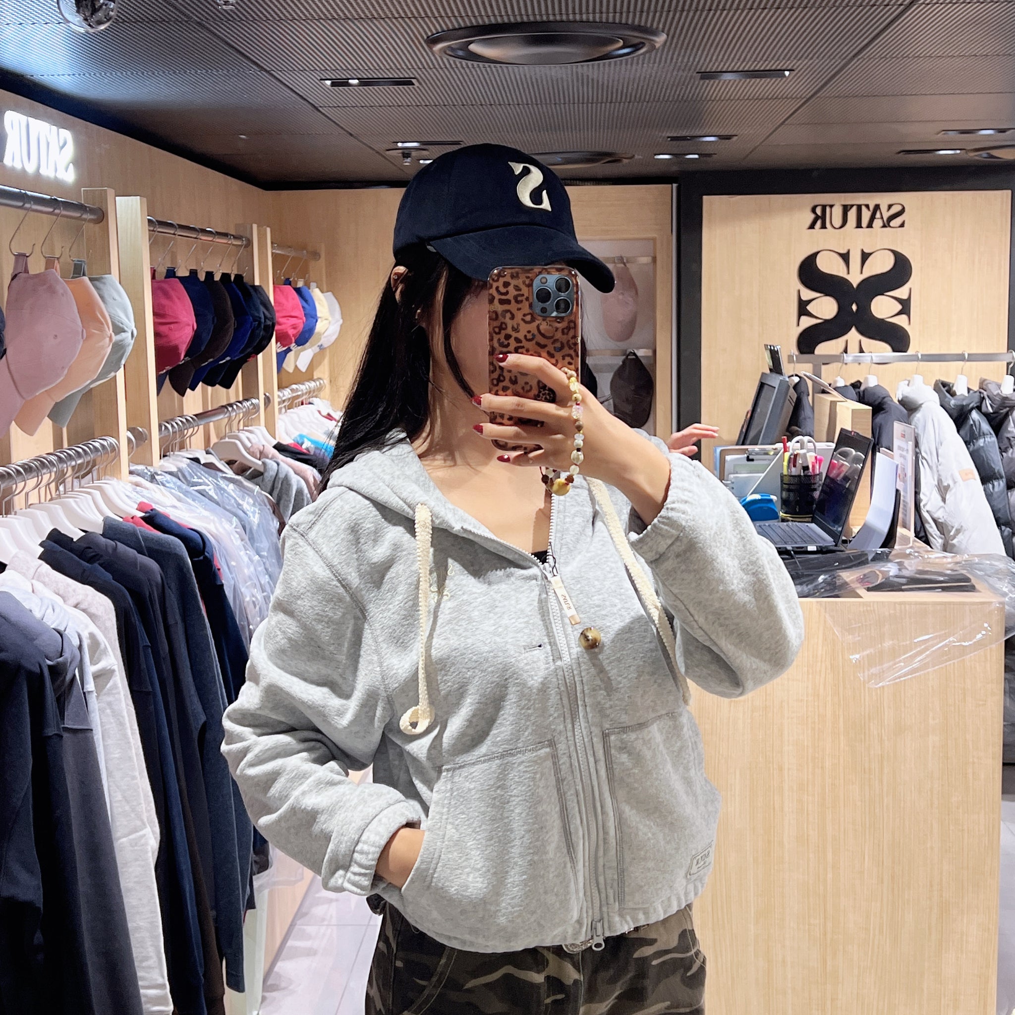 韓國 Satur Women's Theo Brushed Fleece Hooded Zip-Up【SR221】