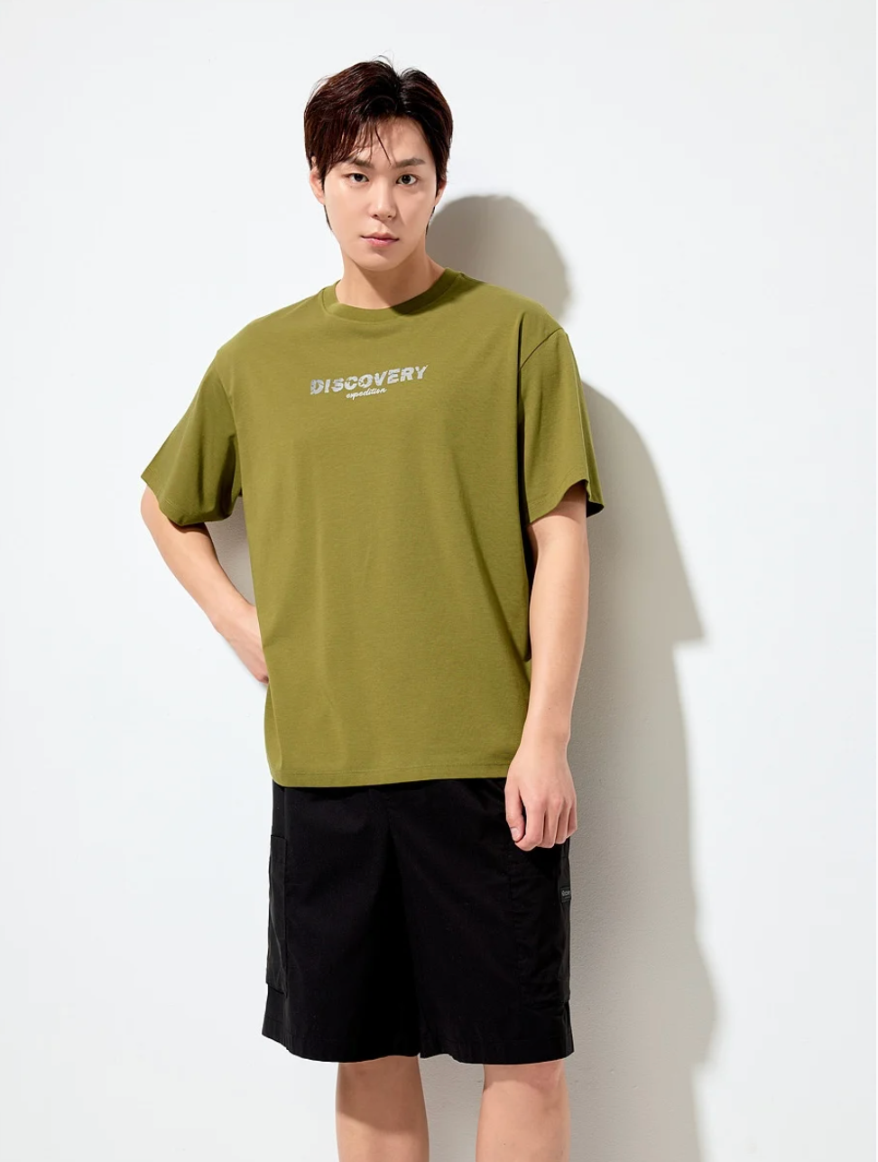 韓國 Discovery Fresh Event Overfit Washing Center Logo Short Sleeve T-Shirt凉爽防晒面料【DY021】