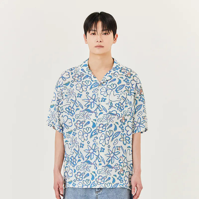 韓國 Mark Gonzales Angel Club Hawaiian Short Sleeve Shirt【MG063】