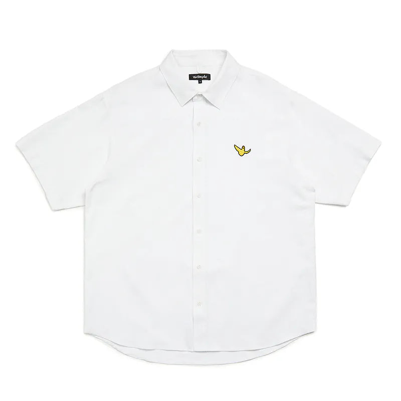 韓國 Mark Gonzales Angel Wappen Linen Short Sleeve Shirt【MG094】