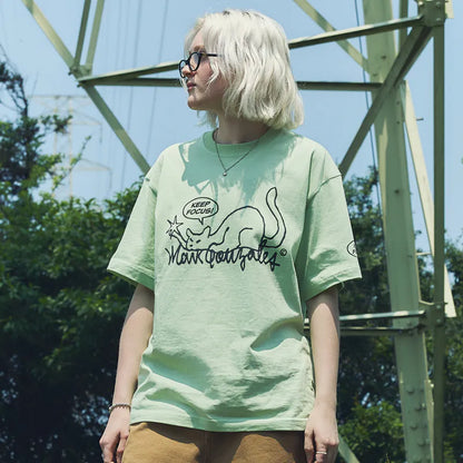 韓國 Mark Gonzales Neko Graphic Loose Fit Short Sleeve T-Shirt【MG093】