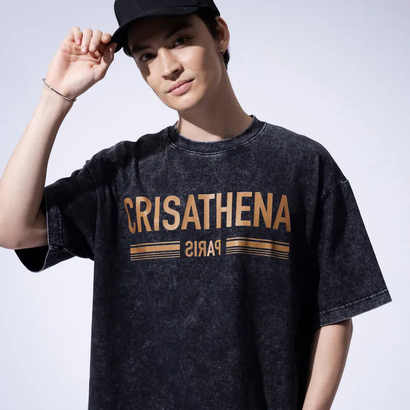 Crisathena Paris Stone Washed T-shirt【SM280】