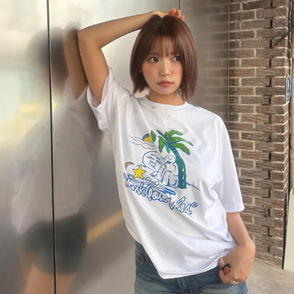 韓國 Mark Gonzales Palm Tree Graphic Cool Cotton Short Sleeve T-Shirt【MG061】