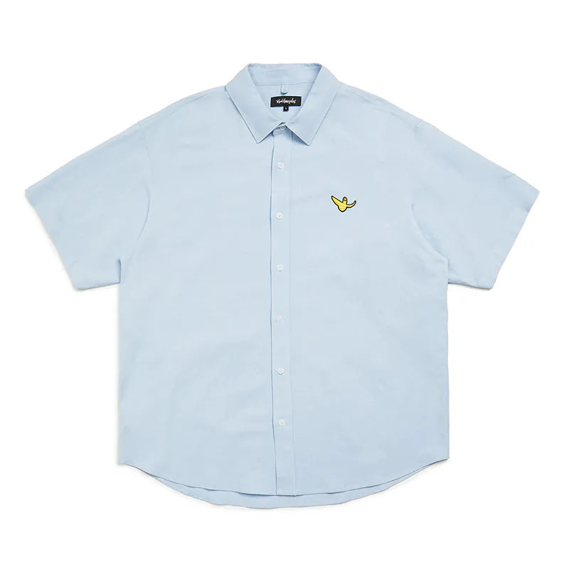 韓國 Mark Gonzales Angel Wappen Linen Short Sleeve Shirt【MG094】