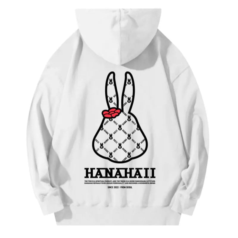 【現貨】韓國 HANAHAII 滿版兔仔圖案帽連帽衞衣【ST127】