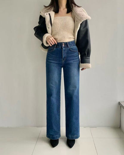 韓國 HowLuk 牛仔褲 刷薄毛  (冬季款)【H2551】