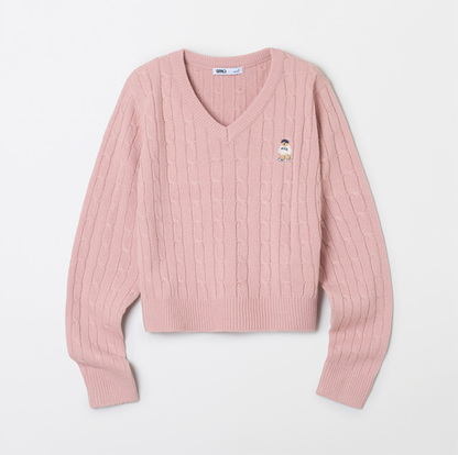 韓國 SPAO Cable V-neck Crop Sweater【SP210】