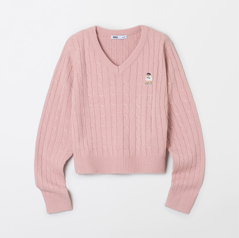 韓國 SPAO Cable V-neck Crop Sweater【SP210】