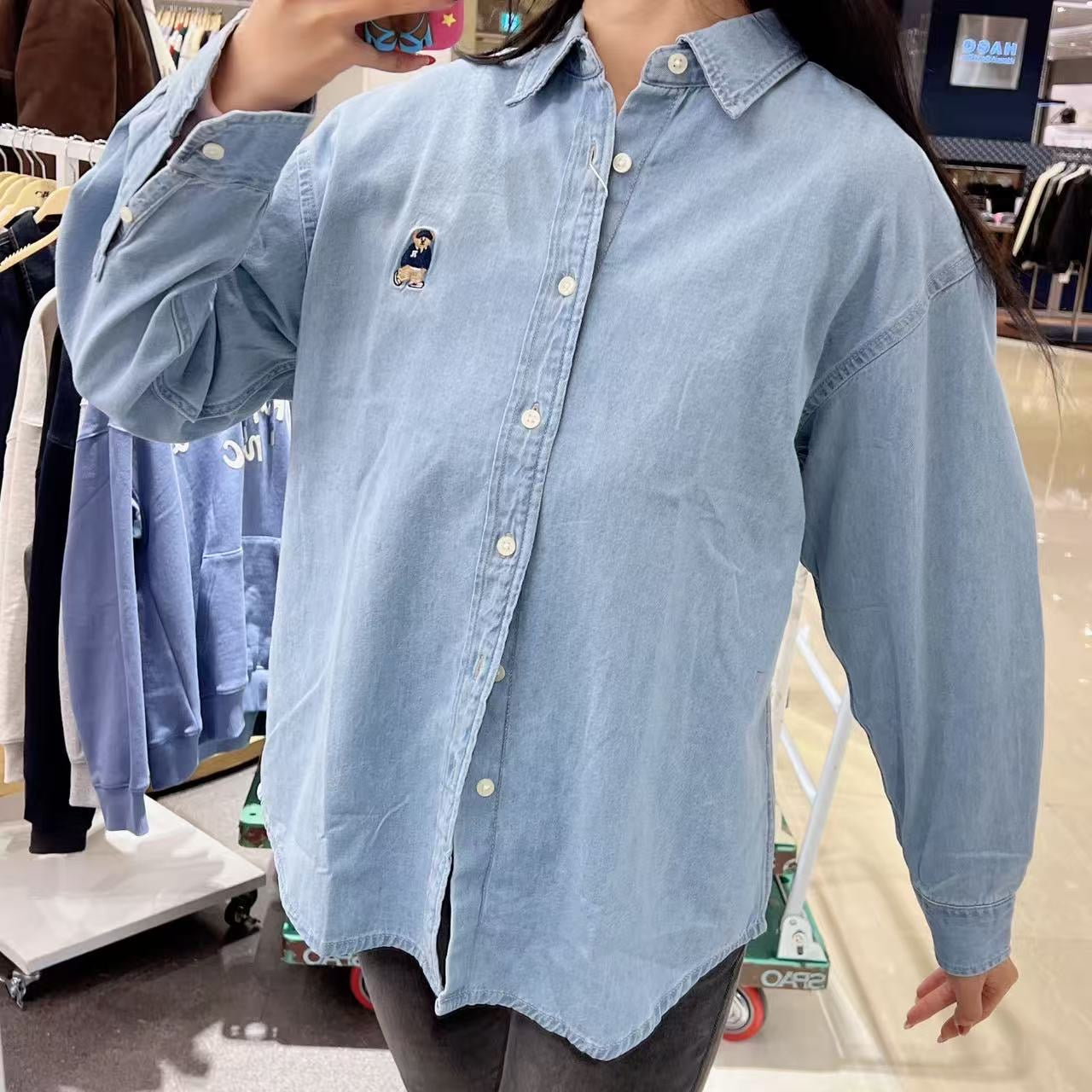 韓國 SPAO Woody Overfit Denim Shirt【SP317】