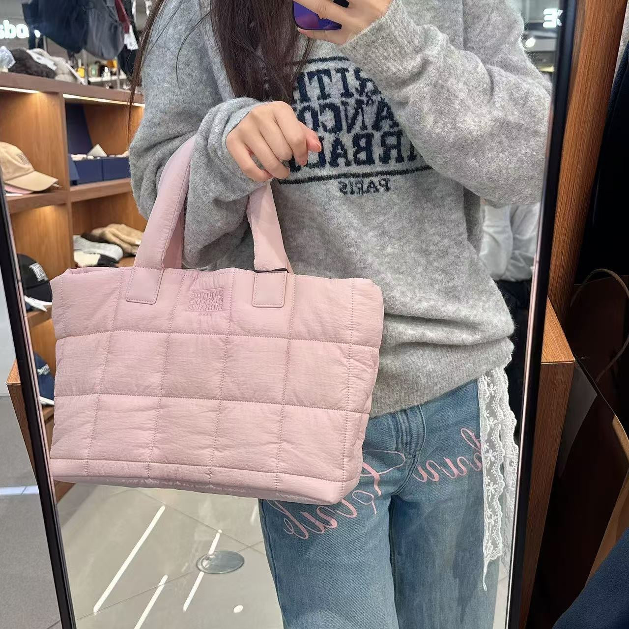 韓國 Marithe Francois Girbaud Classic Logo Padding Tote Bag【MF775】