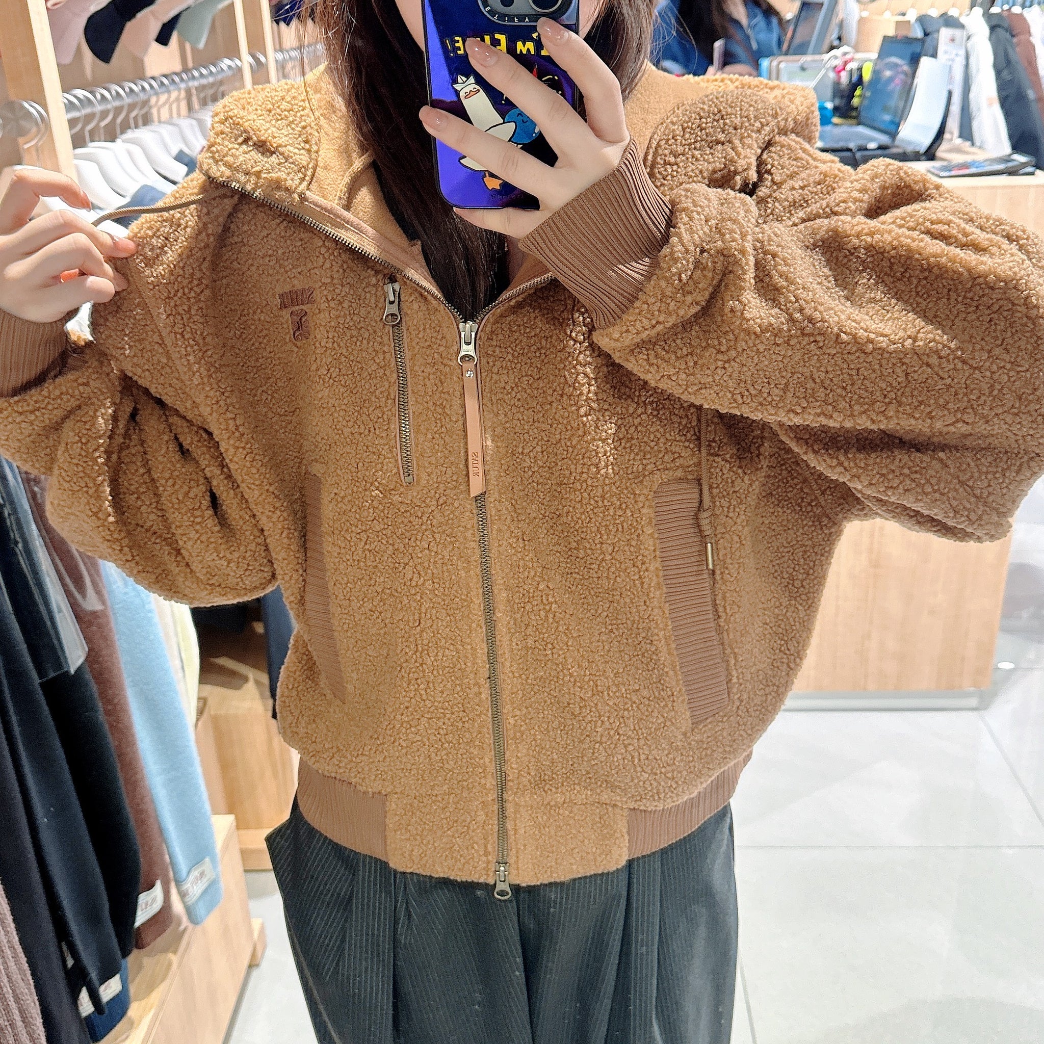 韓國 Satur Shearling Fleece Hooded Zip-Up【SR173】