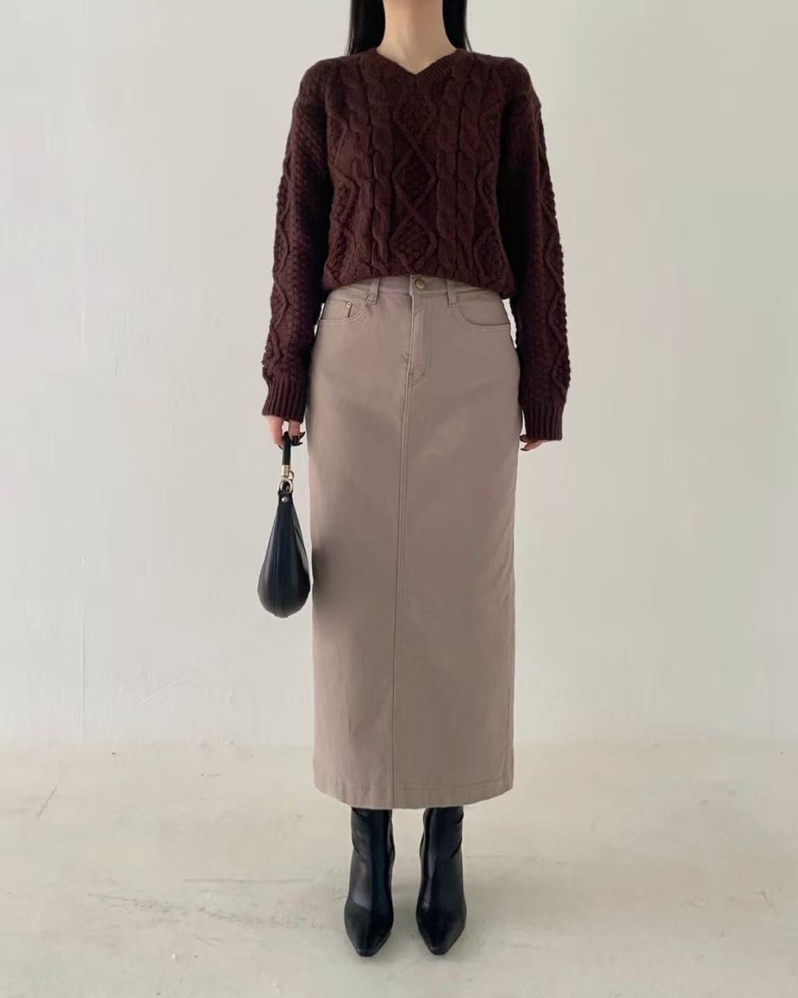 韓國 HowLuk 牛仔裙 刷薄毛  (冬季款)【H268】