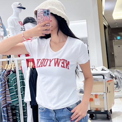 韓國 SPAO NEWYORK Slim Fit Short Sleeve T-Shirt【SP180】