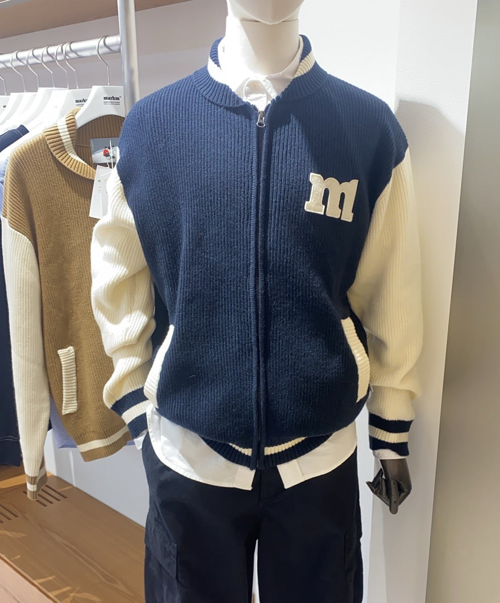 韓國 Markm COWICHAN VARSITY KNIT ZIP UP【MA035】