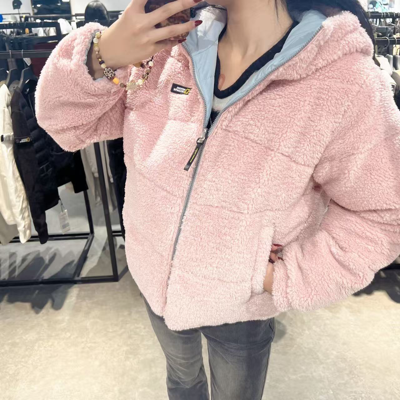 韓國 National Geographic Women's Reversible Fleece Hoodie Duck Down Jumper (鴨絨)【NG059】