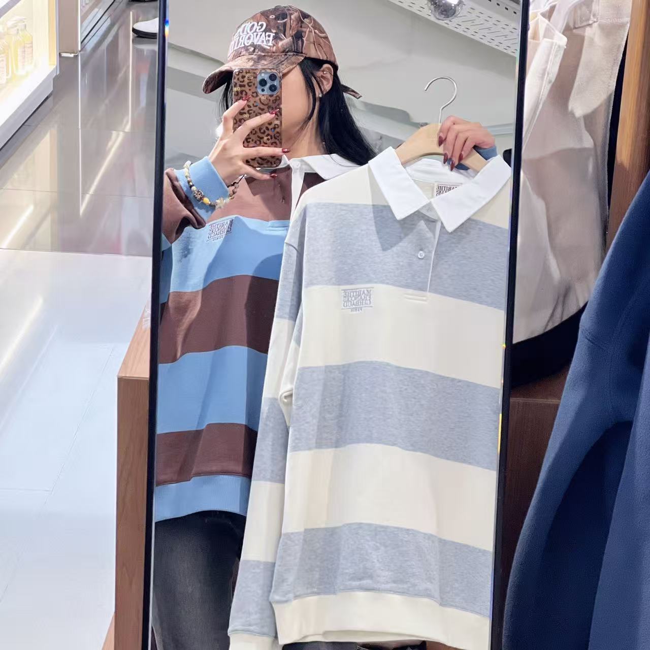 韓國 Marithe Francois Girbaud Classic Logo Stripe Rugby Sweatshirt【MF650】