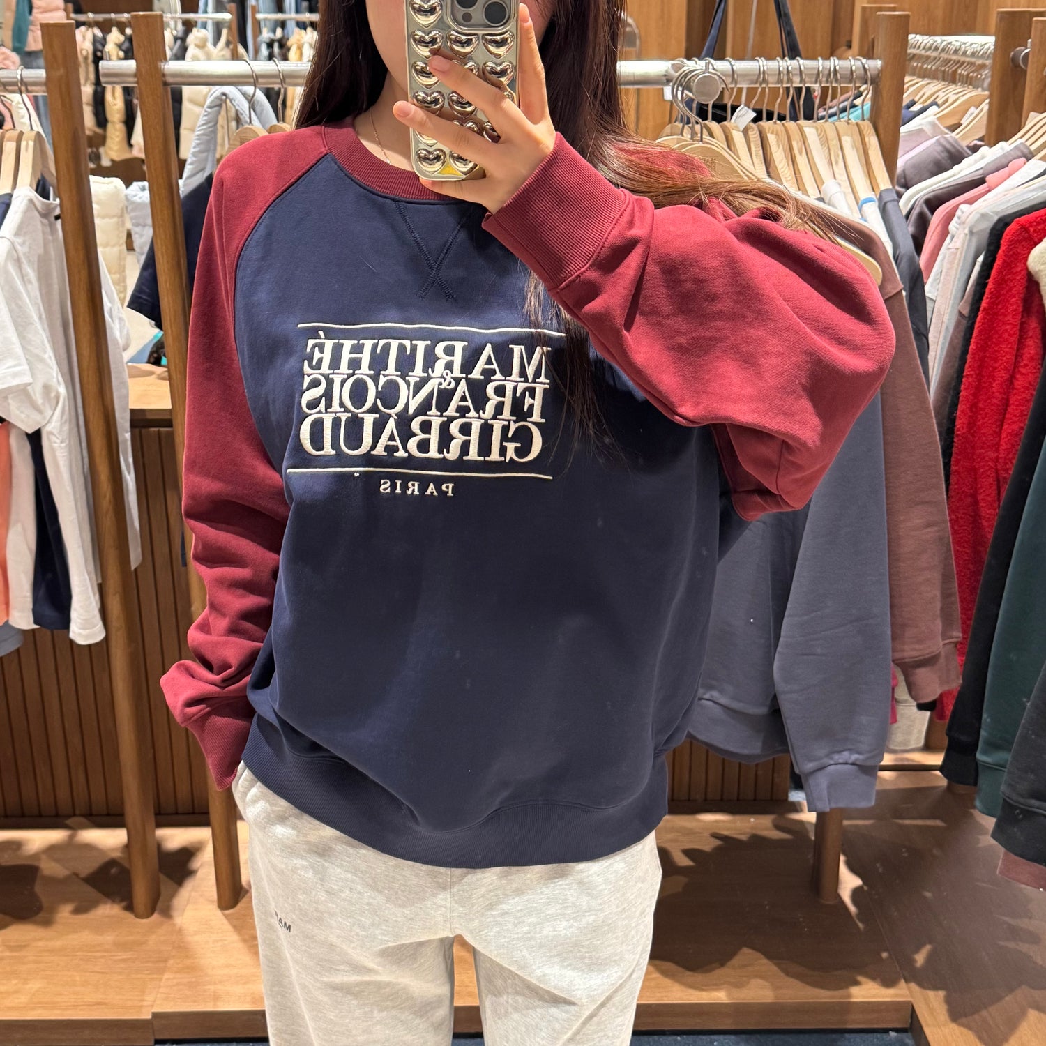 韓國 Marithe Francois Girbaud CLASSIC LOGO COLOR BLOCK RAGLAN SWEATSHIRT【MF117】 - STT Mall HK 靚太網購