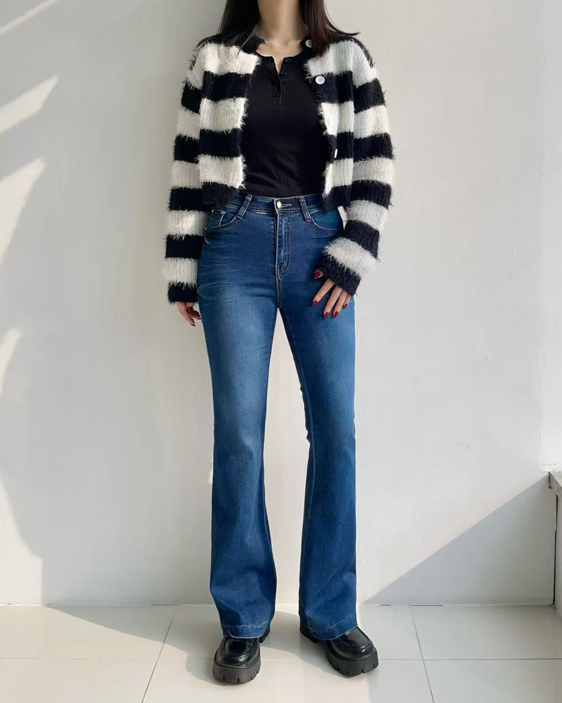 韓國 HowLuk 牛仔褲 刷薄毛 (冬季款)【H5706_1】