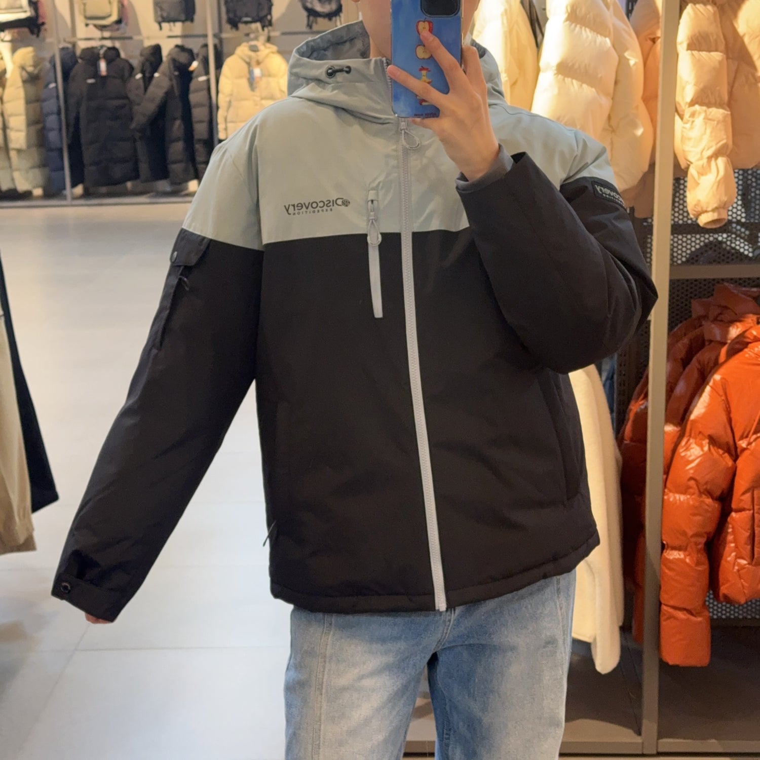 韓國 Discovery Bergen Gore Windstopper Colorblock Goose Down Short Padding (鵝絨)【DY178】