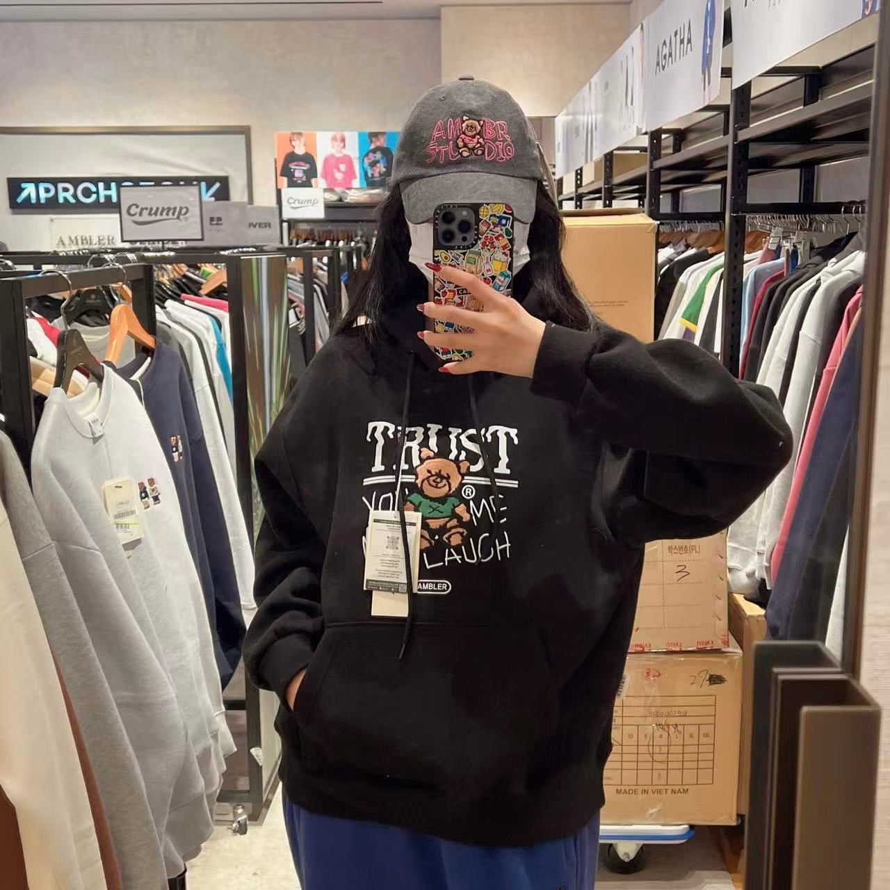 韓國 Ambler Trust Bear Overfit Fleece Hoodie【AR031】 - STT Mall HK 靚太網購