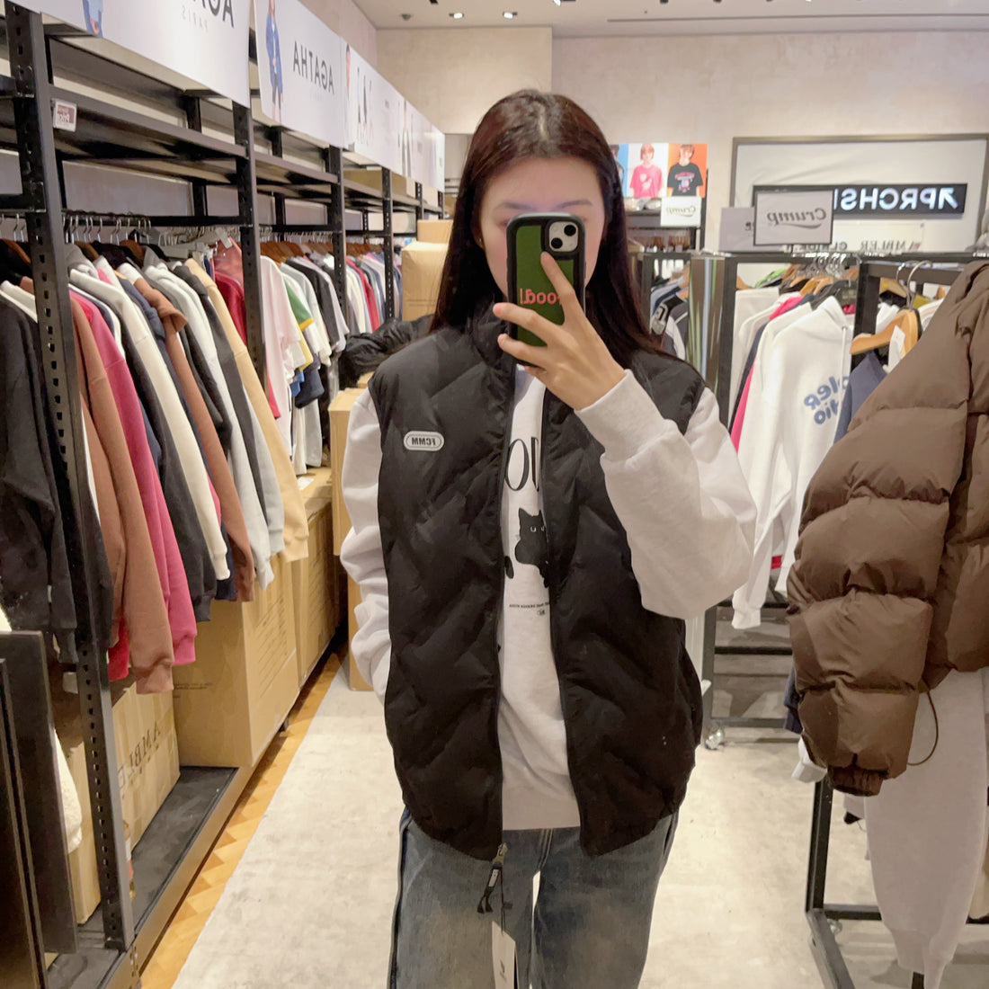 韓國 FCMM 小標刺繡羽絨背心【FC013】 - STT Mall HK 靚太網購