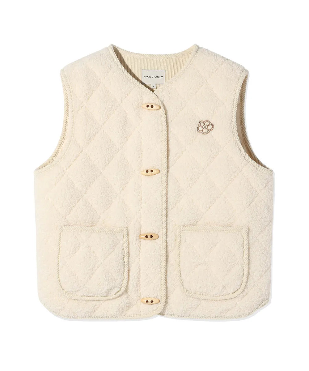 韓國 Wacky Willy Women's Quilted Boucle Vest【WW072】