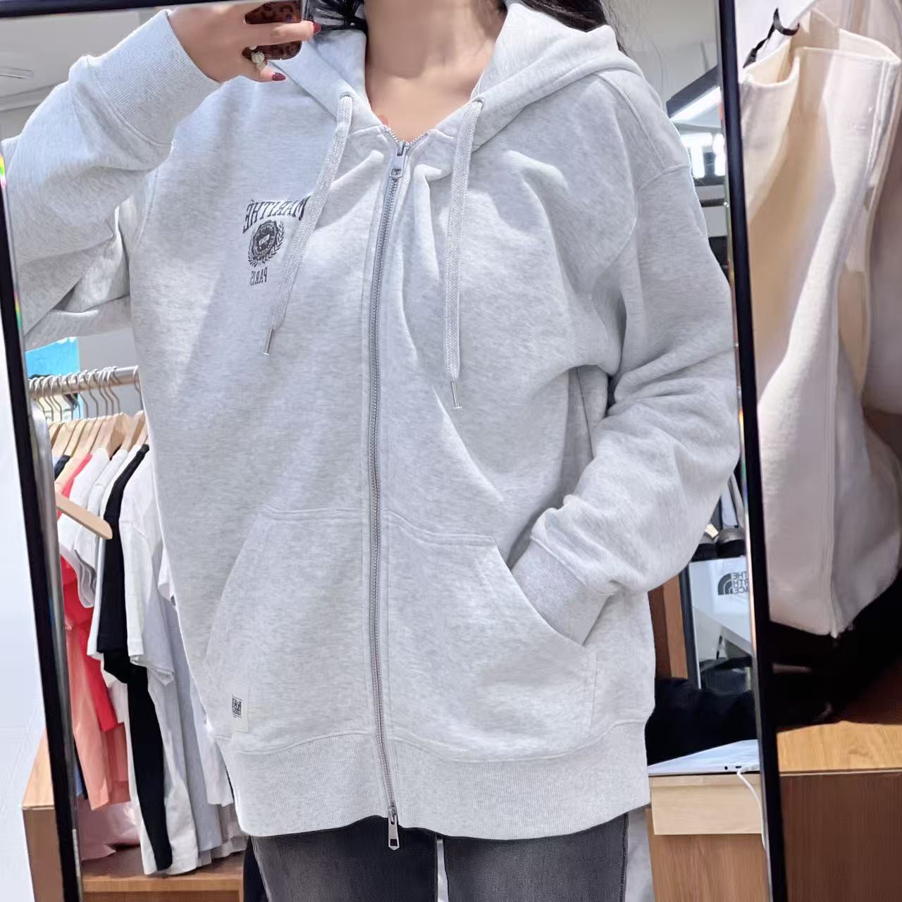 韓國 Marithe Francois Girbaud Big College Logo Graphic Hoodie Zipup【MF731】