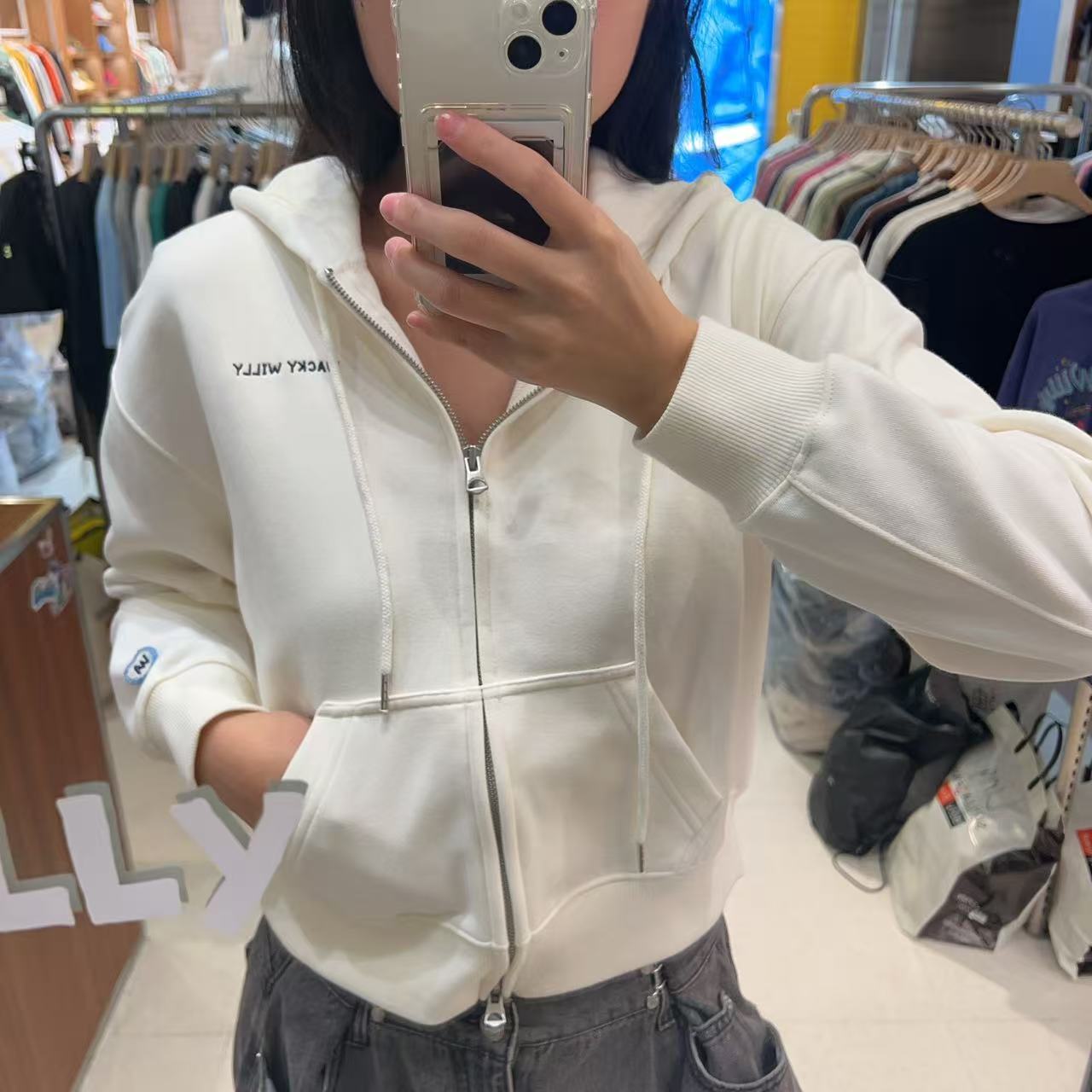 韓國 Wacky Willy Women's Typo Logo Crop Hoodie【WW026】