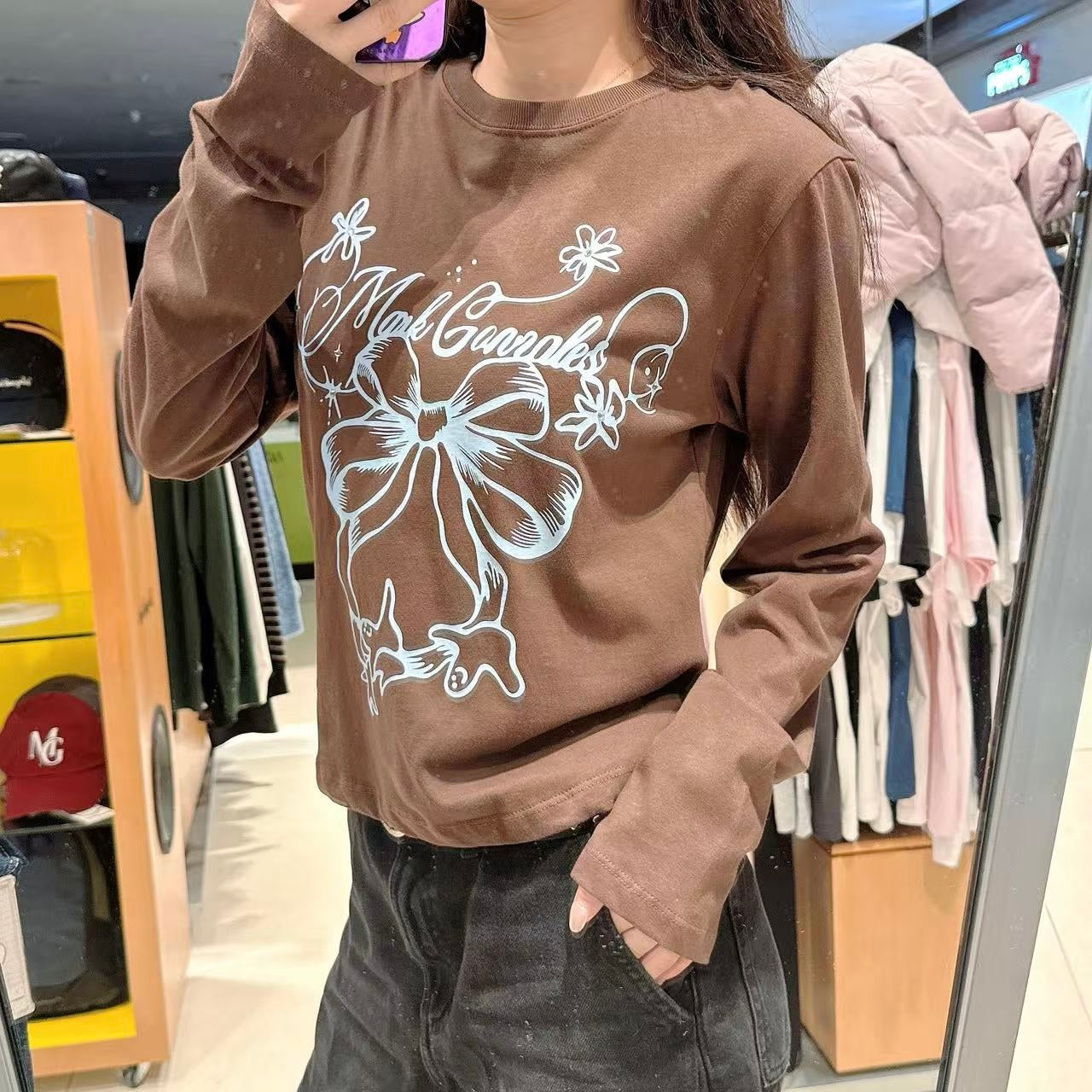 韓國 Mark Gonzales Women's Ribbon Graphic T-Shirt【MG163】