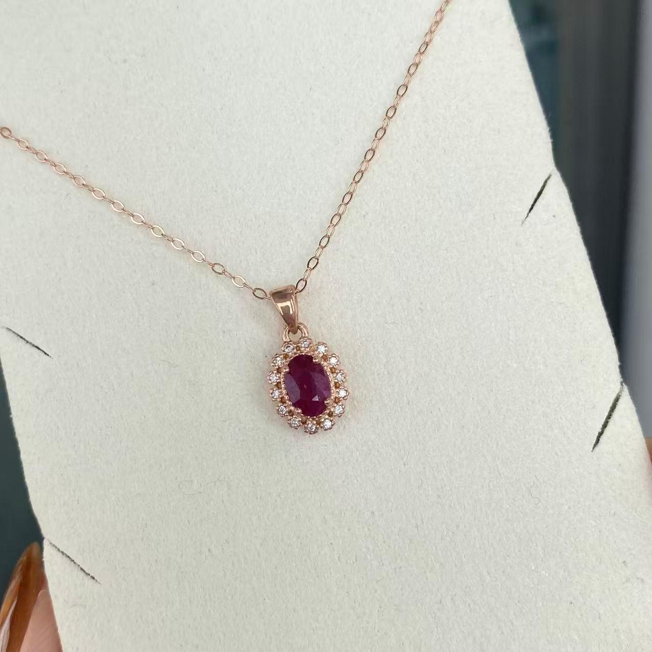 日本直送 天然紅寶石銀鑲項鍊【JS341】