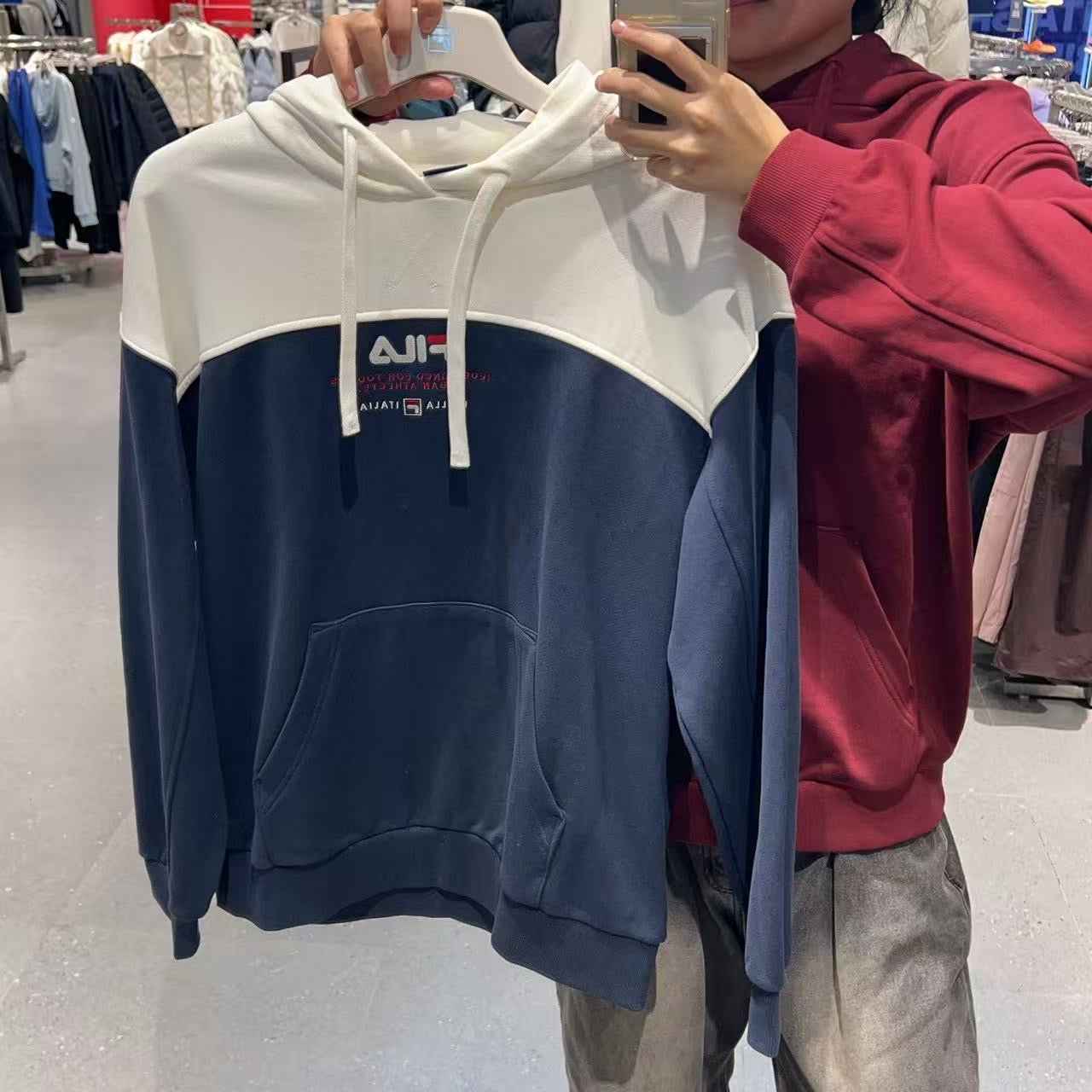 韓國 FILA Unisex Colorblock Logo Hoodie【FA036】