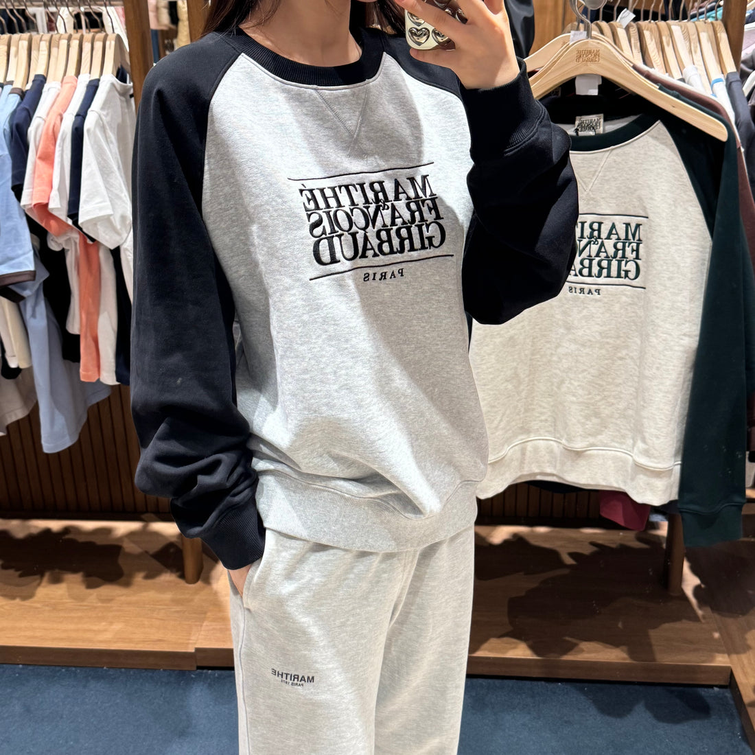 韓國 Marithe Francois Girbaud CLASSIC LOGO COLOR BLOCK RAGLAN SWEATSHIRT【MF117】 - STT Mall HK 靚太網購