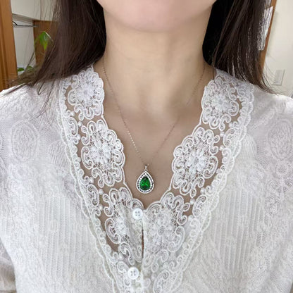 日本直送 綠尖晶銀項鍊【JS377】