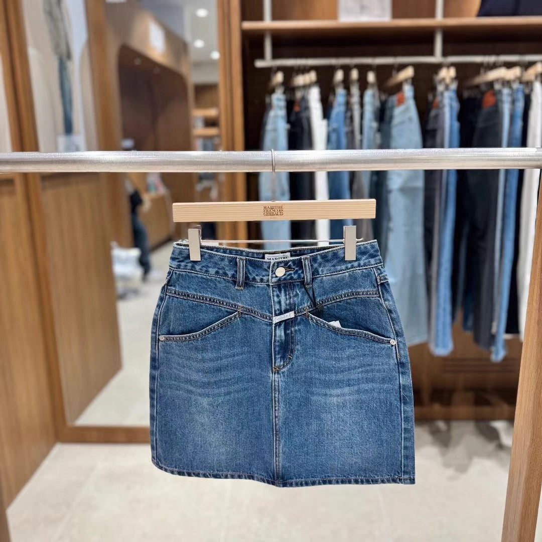 韓國 Marithe Francois Girbaud Women's STRAIGHT DENIM MINI SKIRT【MF483】