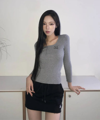 韓國 Mucent Luevve Square Neck Long Sleeve T【MU213】