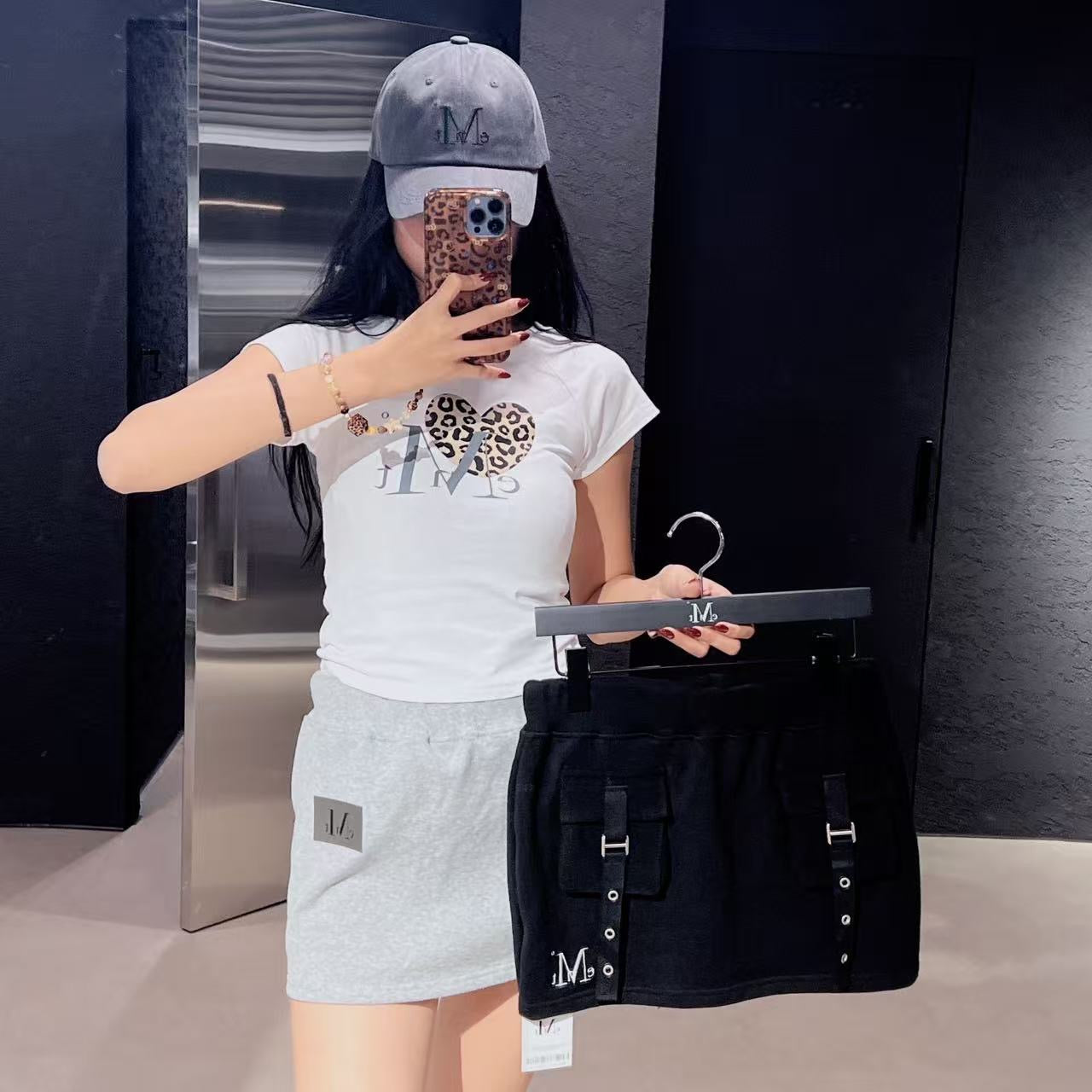 韓國 Mucent Tiaje Set up Eyelet Sweat Skirt【MU148】