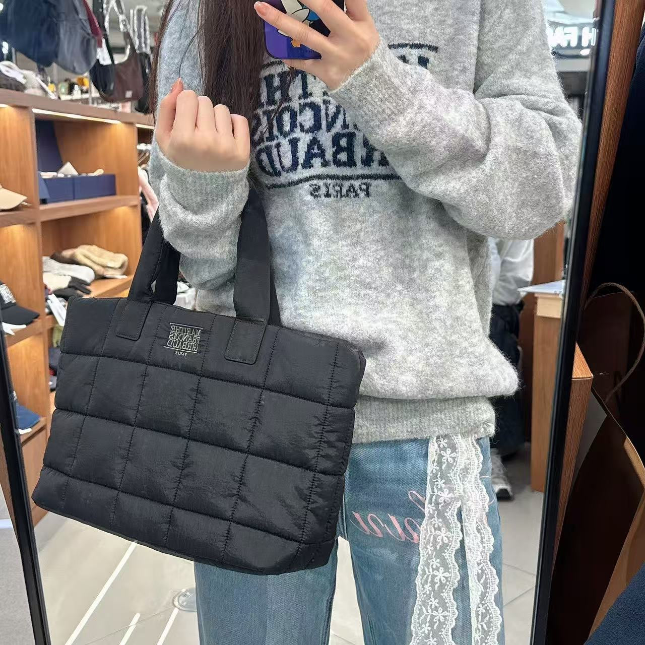 韓國 Marithe Francois Girbaud Classic Logo Padding Tote Bag【MF775】