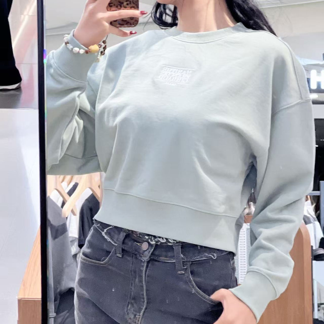 韓國 Marithe Francois Girbaud W Small Classic Logo Crop Sweatshirt【MF661】