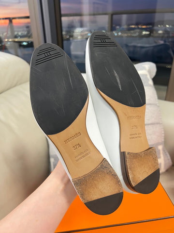 【Preloved】Hermes 白色真皮鞋 (尺碼37.5 正碼)  【ST017】