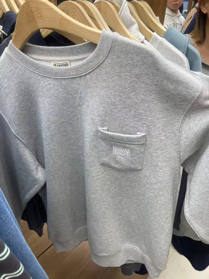 韓國 Marithe Francois Girbaud Classic Logo Patch Pocket Sweatshirt【MF691】